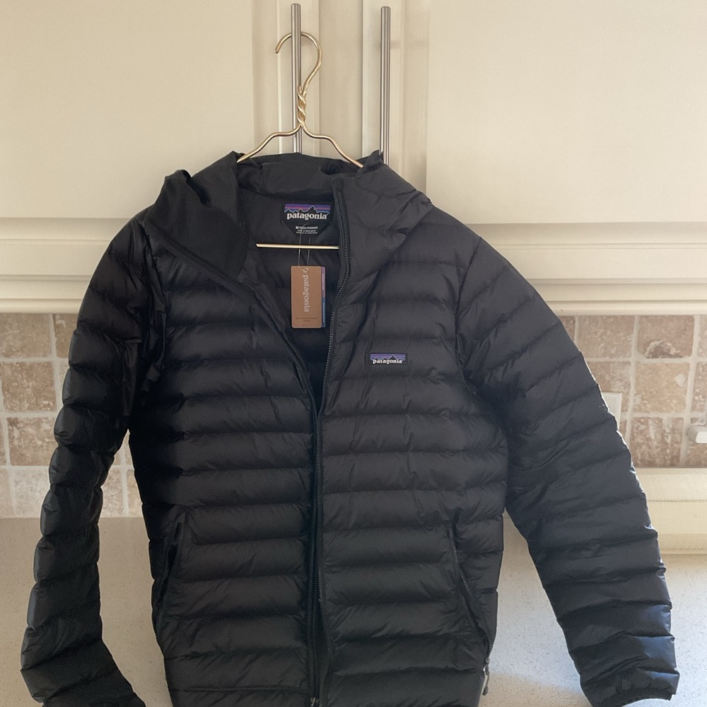 Patagonia Men's Midnight Black Down Sweater Hoody Puffer Jacket